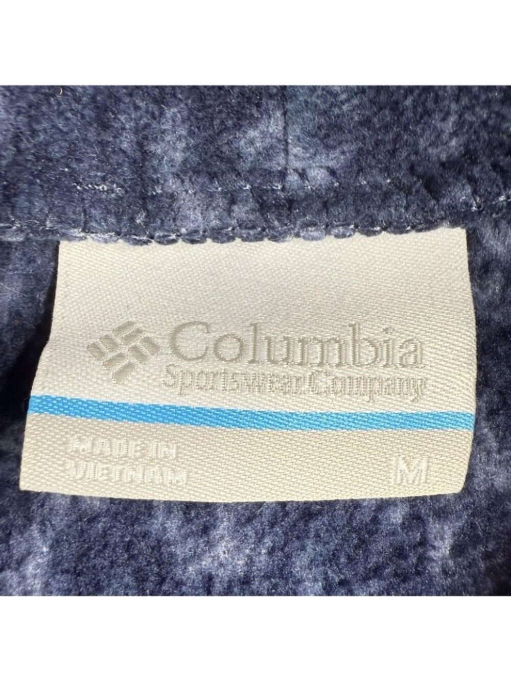 Columbia Coat Mens Medium Blue Fleece Long Pullover Funnel Neck Geometric AL2727 - Picture 3 of 16